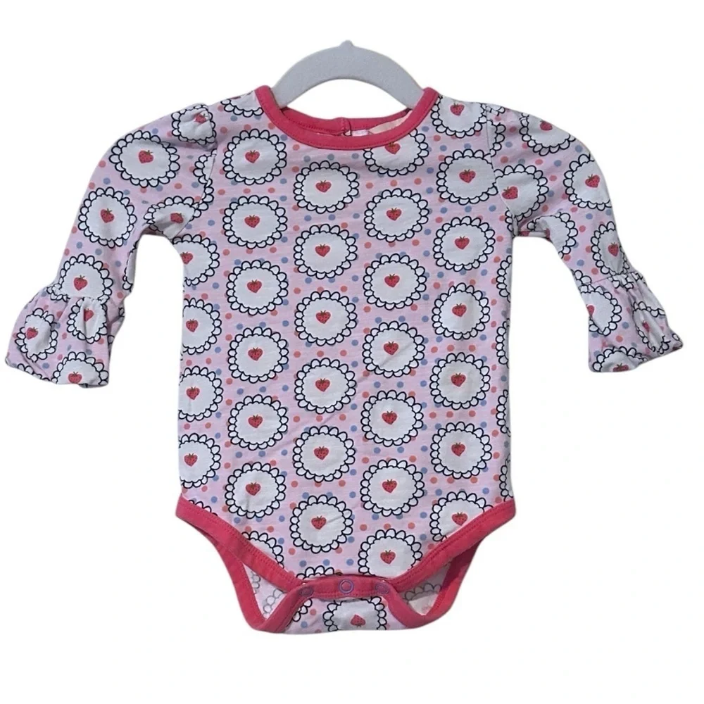 Matilda Jane Girls 3-6M Strawberry Print Long Sleeve Bodysuit - Picture 1 of 5